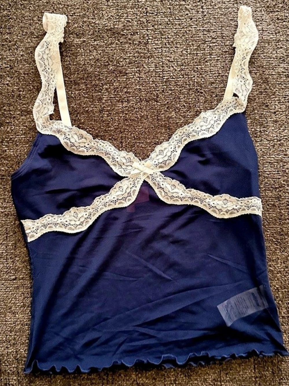 Edikted Lace Trim Cami in Blue & White Size Small